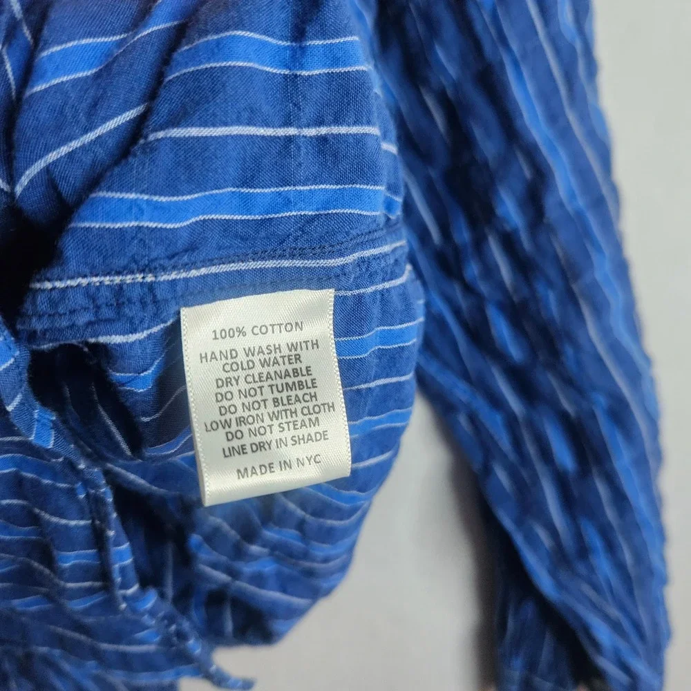 Steven Alan Mens Blue Striped Cotton Button Down Shirt Made in NYC Large